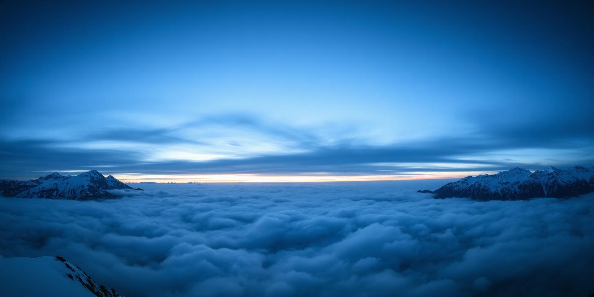 Lone skier looking out across a vast snow-covered Alpine range at sunset